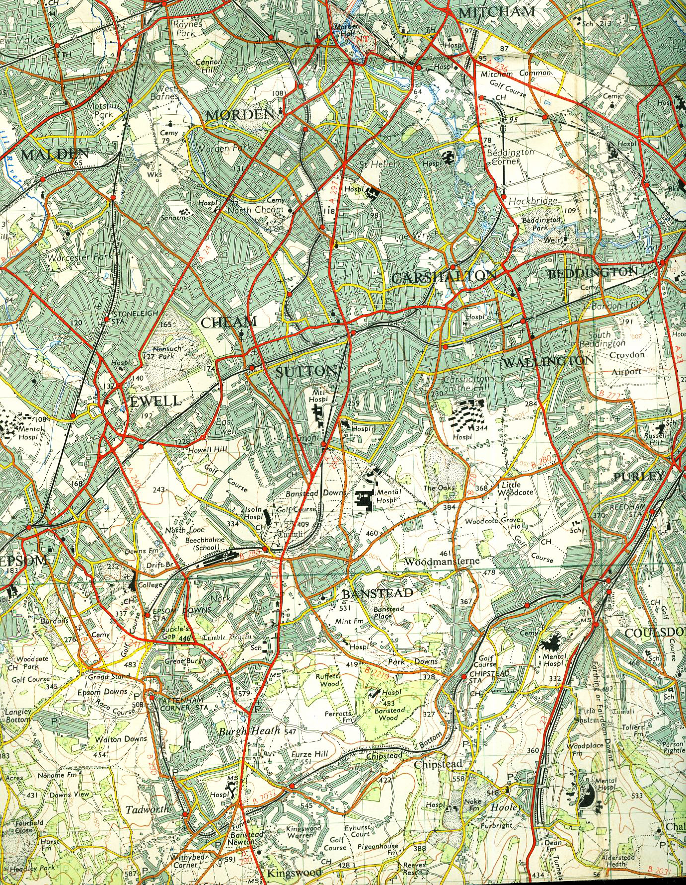 Sutton area map 1955